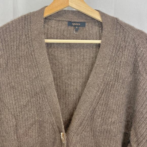 QUINCE Mongolian Cashmere Oversized Boyfriend Cardigan Sweater Brown Size S - Picture 4 of 10